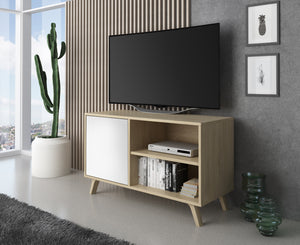 Mobili Soggiorno set composto da Credenza mobile tv tavolino colore Rovere porte e cassetti Bianco