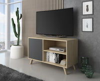 Mobili Soggiorno set composto da Credenza mobile tv tavolino colore Rovere ante e cassetti Grigio