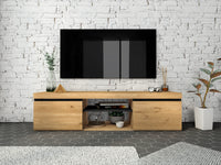 Set Naturale Sala da pranzo, mobili per sala da pranzo, Credenza-mobile tv 140cm-tavolo allungabile colore rovere e nero