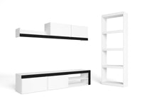 Set da Soggiorno IDEM e libreria TOTEM - colore bianco/nero - Scaffale bianco opaco 200x40x180cm / 60x25x181cm