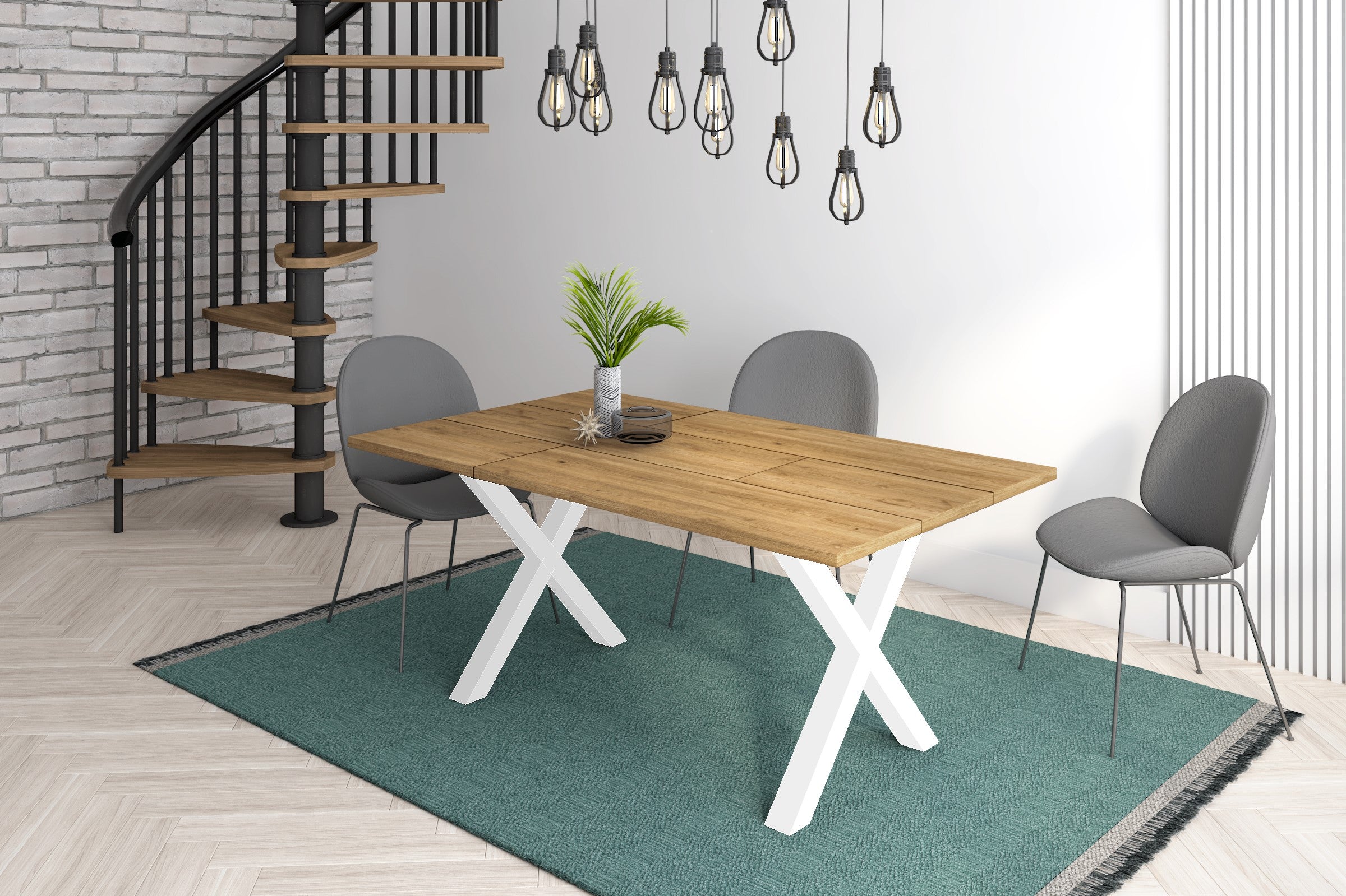 Gambe set Supporto forma a X 72x72cm in legno massiccio per tavolo da pranzo o scrivania ufficio colore Laccato bianco