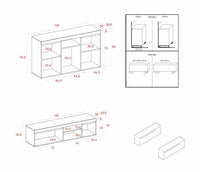 Naturale set sala da pranzo, Credenza-Mobile TV 160cm rovere nero