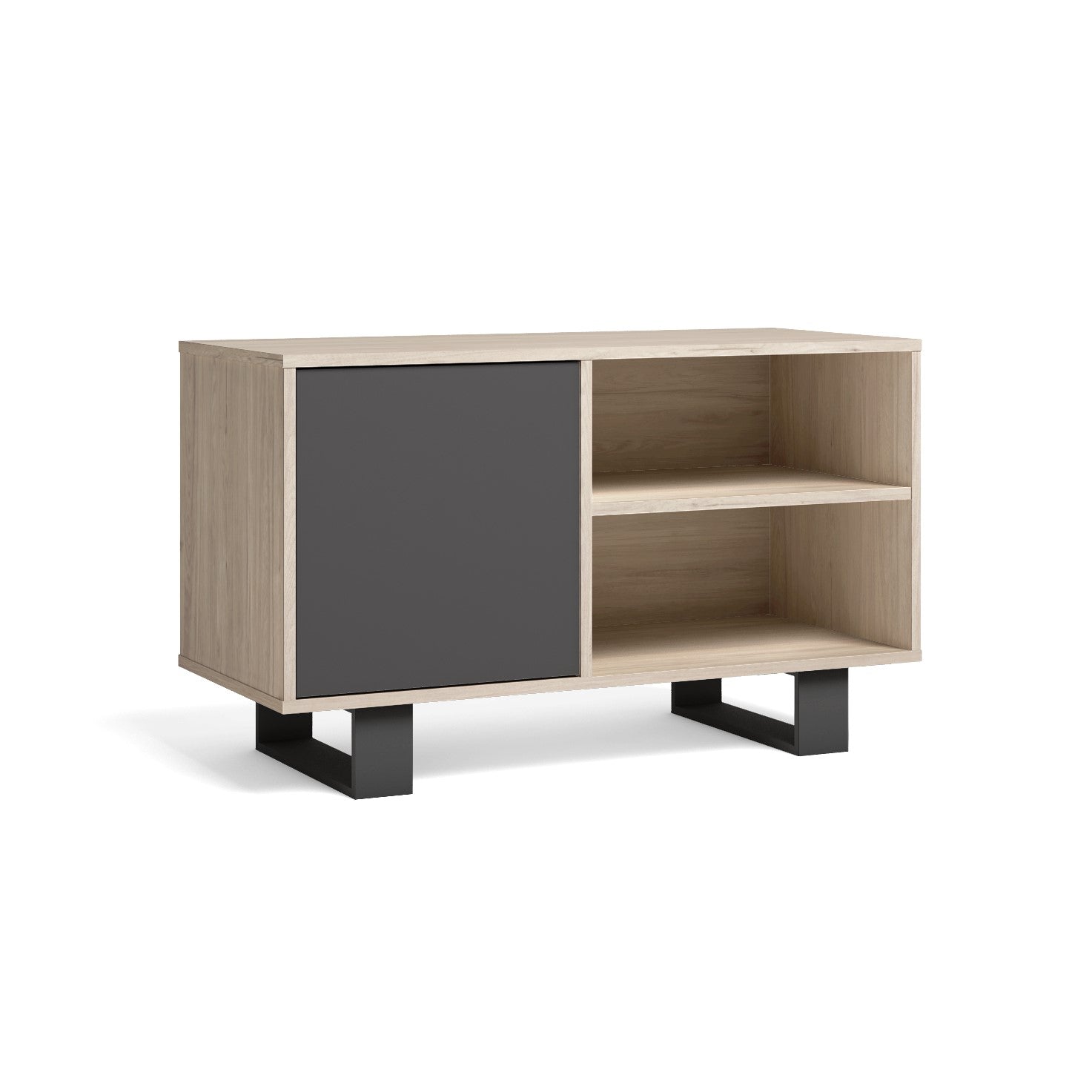 Mobile TV 95x40x57cm soggiorno pranzo con porta a sinistra colore rovere e antracite modello Wind