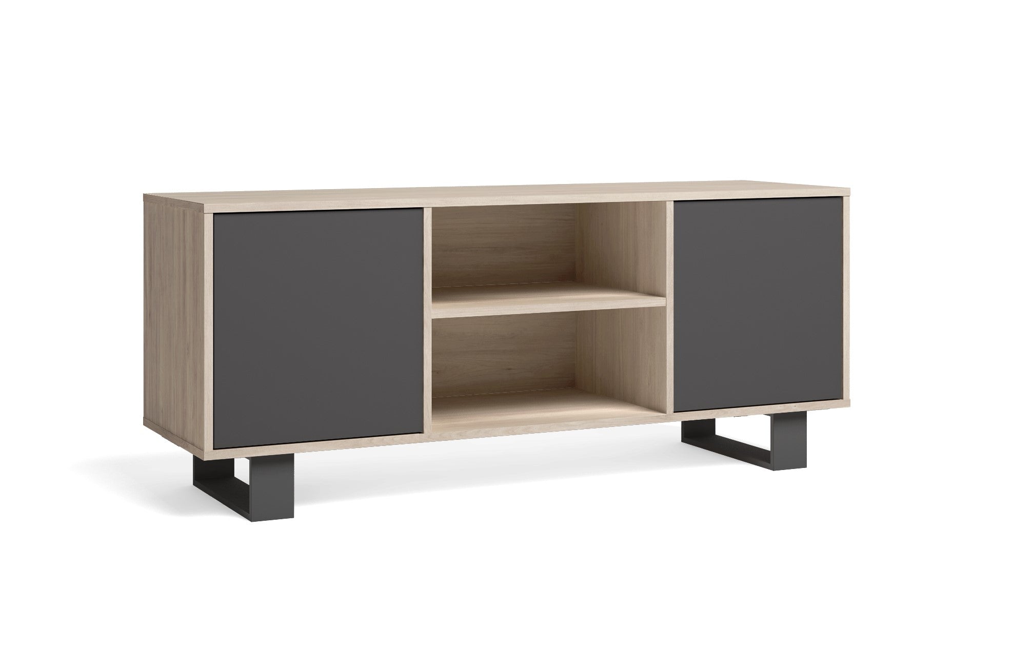 Mobile TV 137x40x57cm con 2 porte salone-soggiorno Rovere e colori porte Grigio Antracite modello Wind