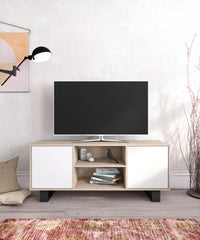 Porta TV 140 Modello WIND, colore struttura Rovere, colore ante Bianco.