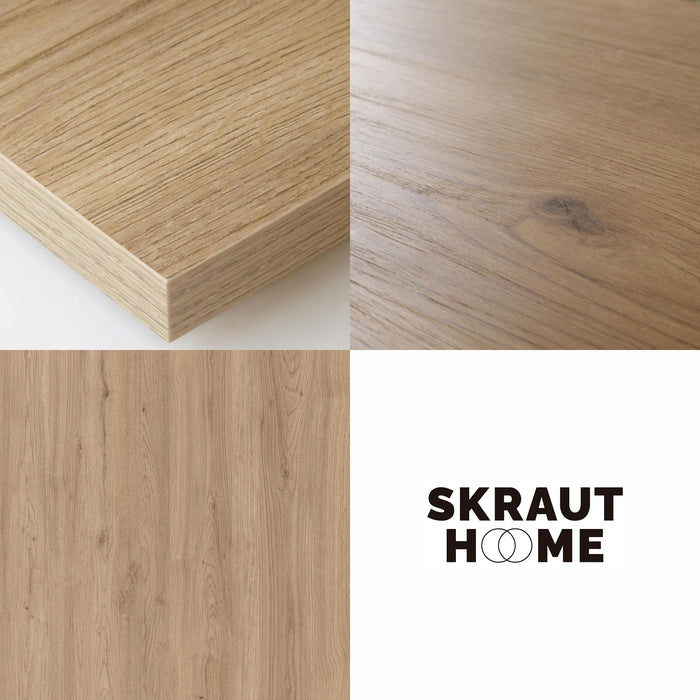 Skraut Home - Set Mobili, Tavolo da pranzo | 140 | Rovere | Stile industriale, Pack di 4 sedie da pranzo | Sedia imbottita RF2667