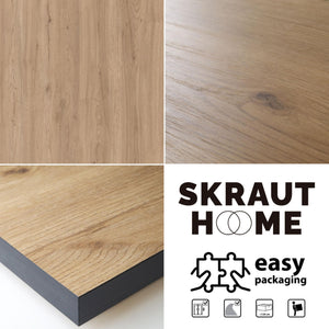 Skraut Home - Set Mobili, Tavolo da pranzo | 170 | Rovere e nero | Stile industriale, Tavolo, Pack di 4 sedie da pranzo | Sedia imbottita RF2683