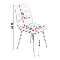 Skraut Home - Pack di 4 sedie da pranzo | Sedia imbottita in velluto | Struttura in metallo | Comodo schienale e base imbottiti. RF2012