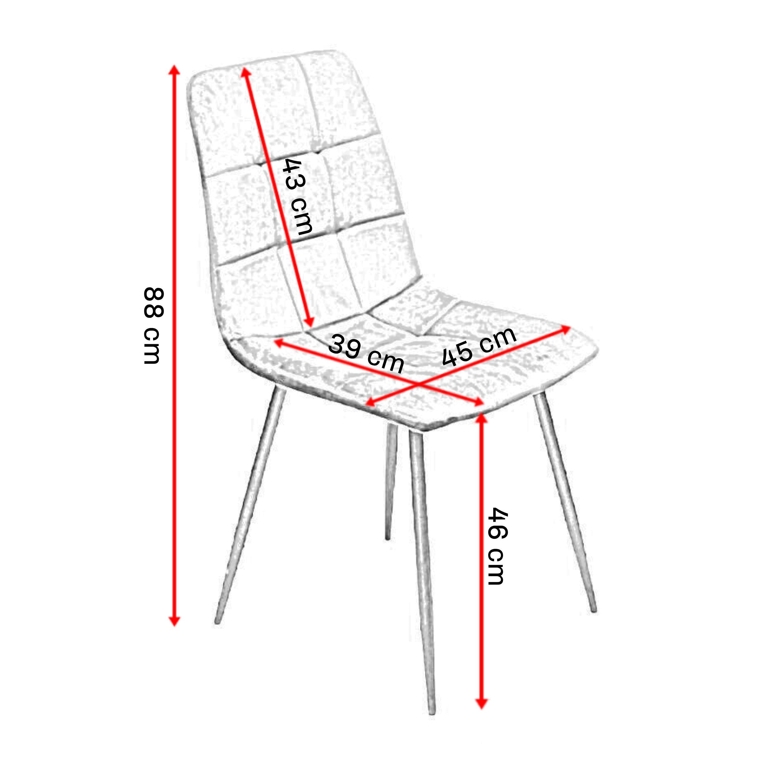 Skraut Home - Pack di 4 sedie da pranzo | Sedia imbottita in velluto | Struttura in metallo | Comodo schienale e base imbottiti. RF2012