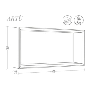 Mensola da Muro Modello ARTU', Pensile Bagno, Mensola da Parete, Scaffale da Parete, 70x35 p15.5 cm. Finitura  ROV. IMPERIALE - MADE IN ITALY