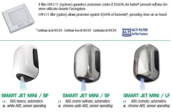 Asciugamani elettrico 900W vama SMART JET MINI NF nero lucido - HDcasa