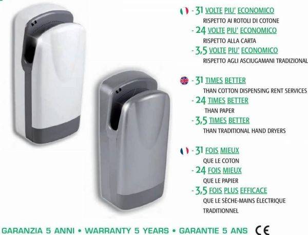 Asciugamani elettrico da parete - Tornado Protech SF plastica grigio - HDcasa