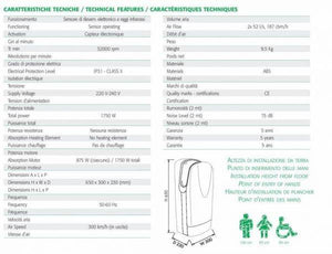 Asciugamani elettrico da parete - Tornado Protech SF plastica grigio - HDcasa