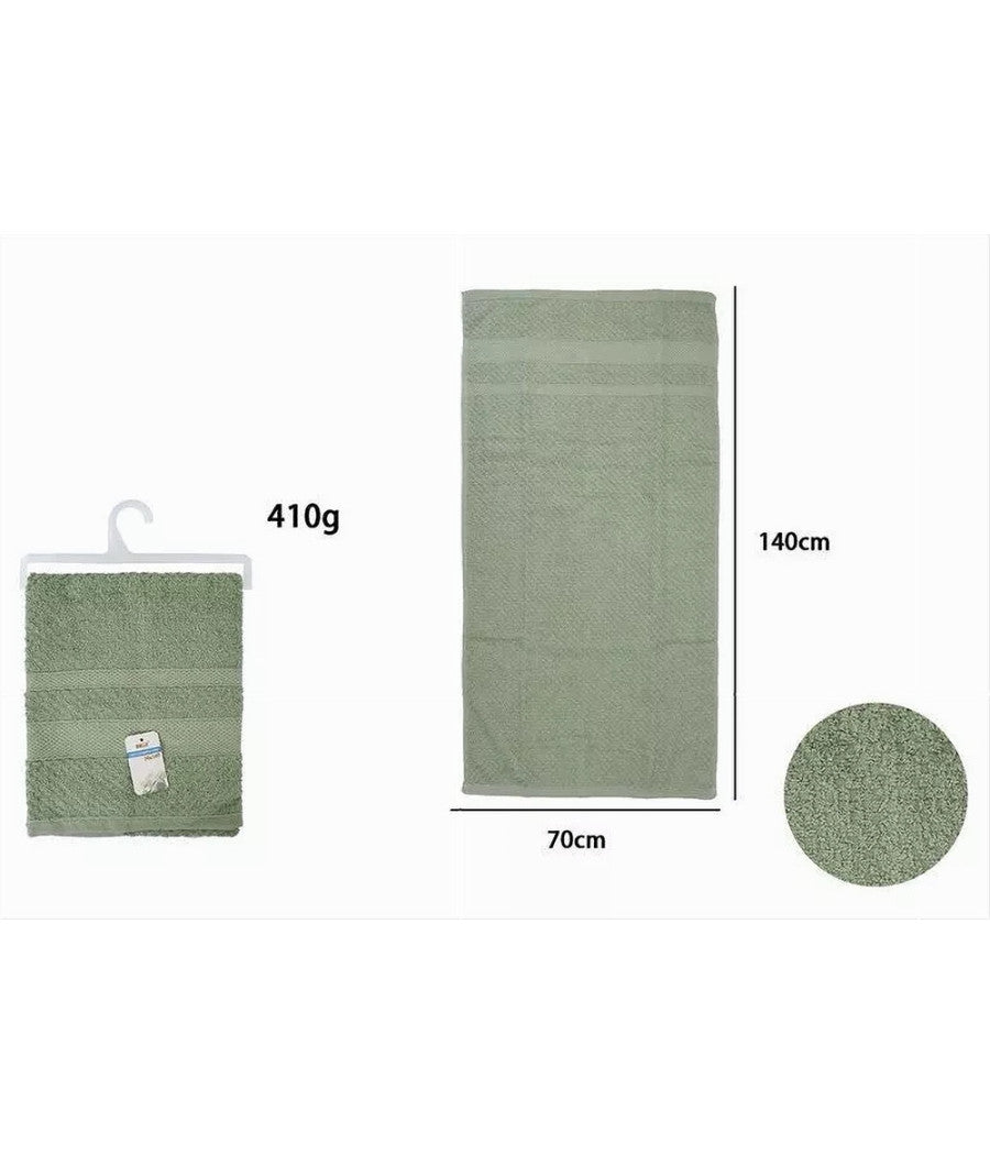 Asciugamano Da Bagno Telo In Cotone Morbida 70 X 140 Cm 410gr Colore Verde 79492         