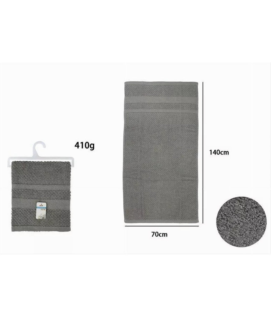 Asciugamano Da Bagno Telo In Cotone Morbida 70 X 140cm 410gr Colore Grigio 79501         