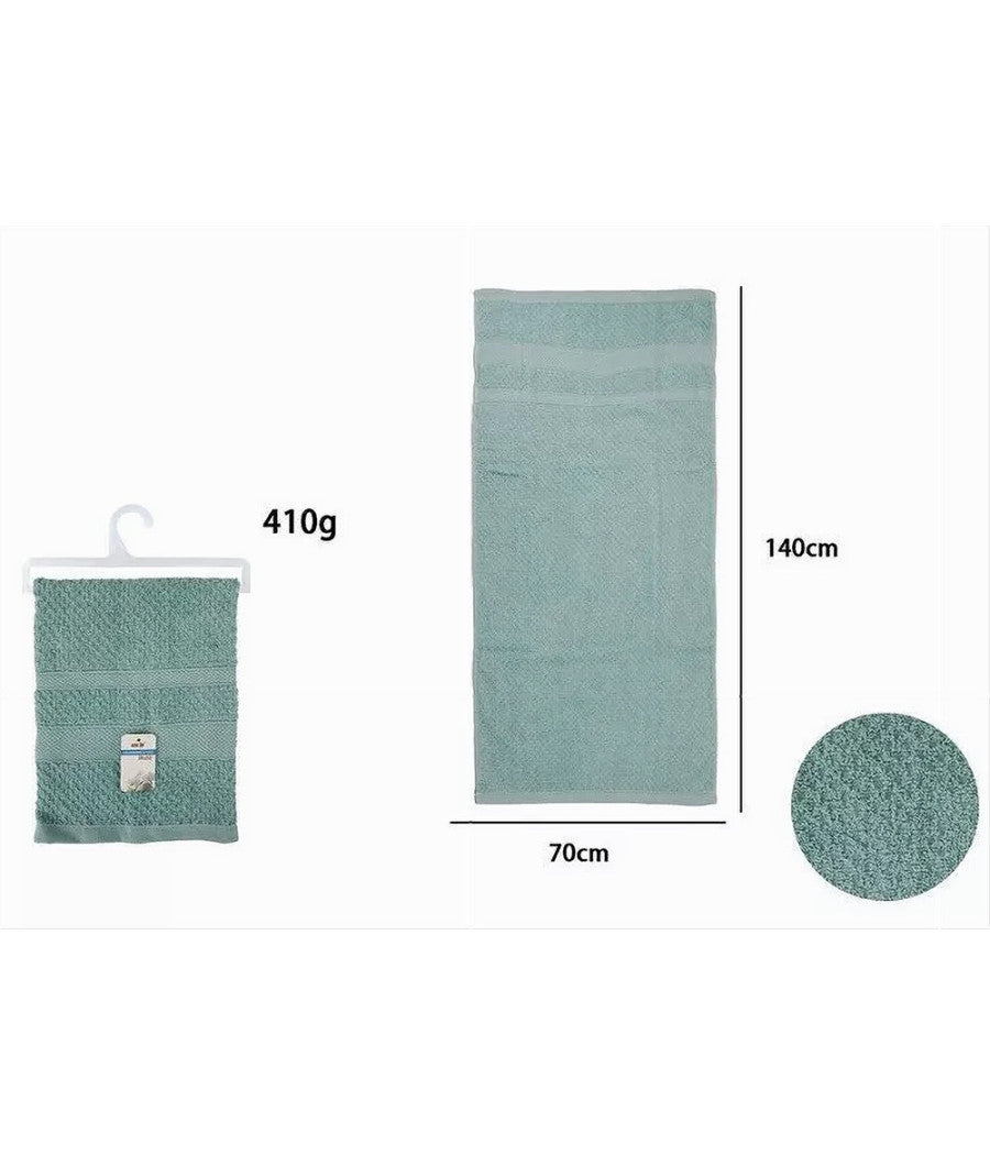 Asciugamano Da Bagno Telo In Cotone Morbida 70x140cm 410gr Colore Celeste 79498         