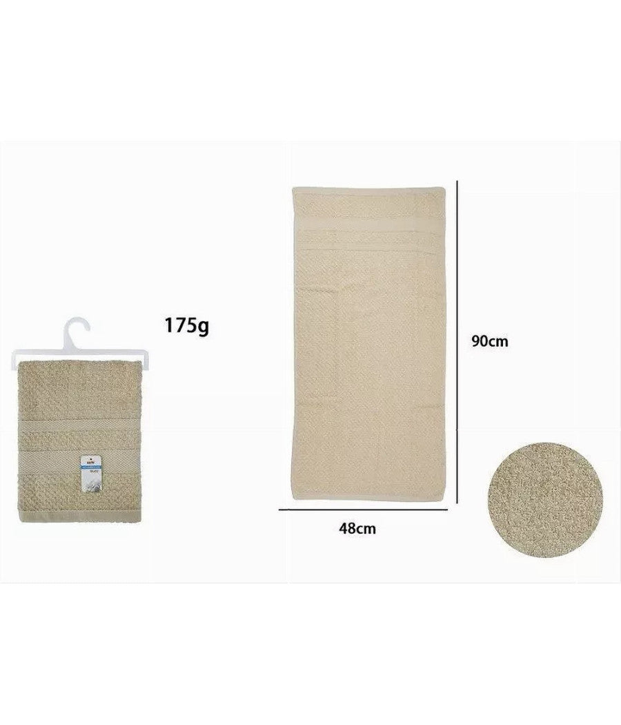 Asciugamano Da Bagno Viso In Cotone Morbida 48 X 90 Cm 175 Gr Colore Beige 79494         