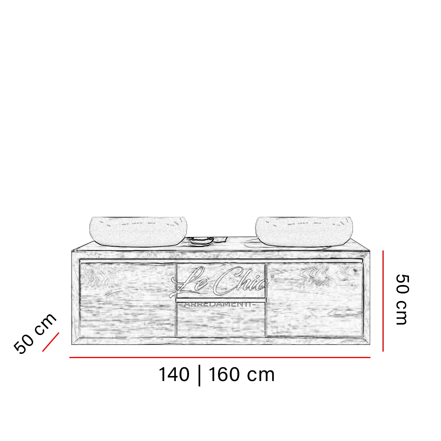 Mobilie bagno moderno rovere canaletto - 160 cm