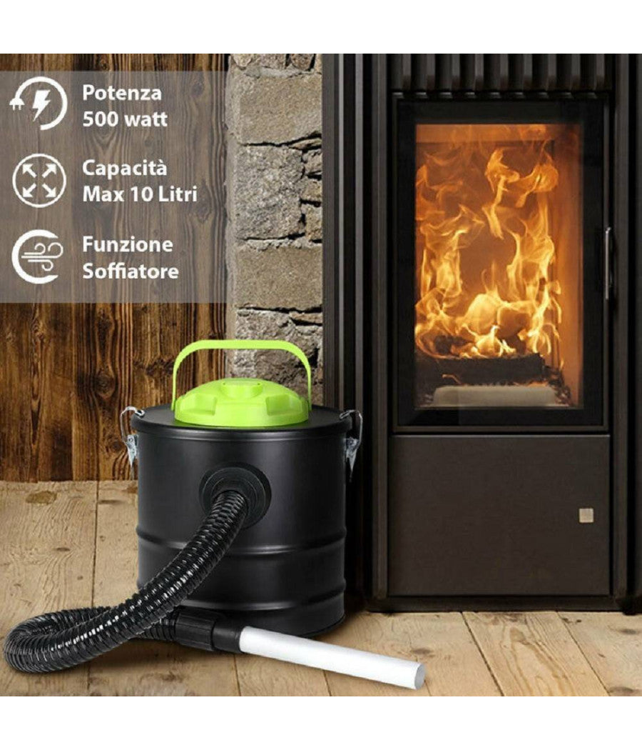 Aspiracenere Elettrico 500w Serbatoio Capacità  10lt Aspirapolvere Cenere 4887         