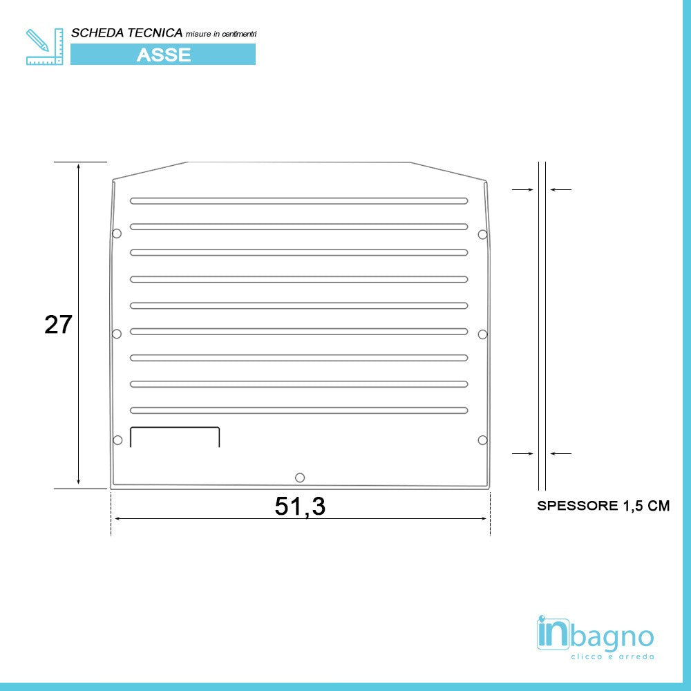 Asse lavapanni 27x51,3 cm bianco in PVC per lavatoio 60x45 cm