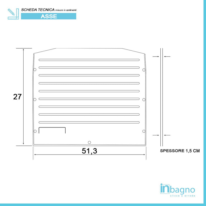 Asse lavapanni 27x51,3 cm bianco in PVC per lavatoio 60x45 cm