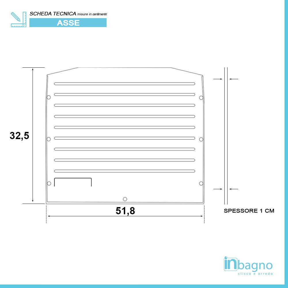 Asse lavatoio in PVC 60x50 Bianco per vasca lavapanni in Resina