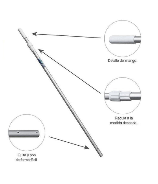 Asta Manico Telescopico 240cm In Allumino Per Retino Pulizia Della Piscina 42398         