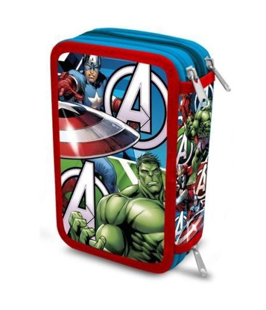 Astuccio Avengers 3 Zip Triplo Scomparto Accessoriato Completo Scuola Bambino         