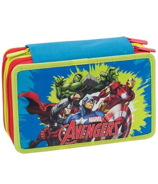 Astuccio Completo 3 Zip Avengers Marvel 3 Scomparti Elementari Medie Multicolore         