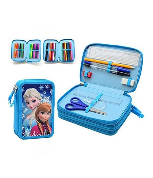 Astuccio Frozen Anna Elsa Disney 3 Zip Scomparto Accessoriato Scuola Bambini         