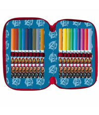 Astuccio Portapastelli Scuola 3 Zip Cerniera Avengers Supereroi Accessoriato         