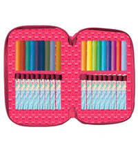 Astuccio Portapastelli Scuola 3 Zip Frozen Accessoriato Con Pastelli Pennarelli         