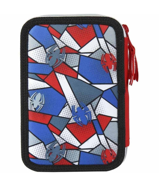 Astuccio Triplo Spiderman 3 Zip Completo Accessoriato Bambini Scuola         