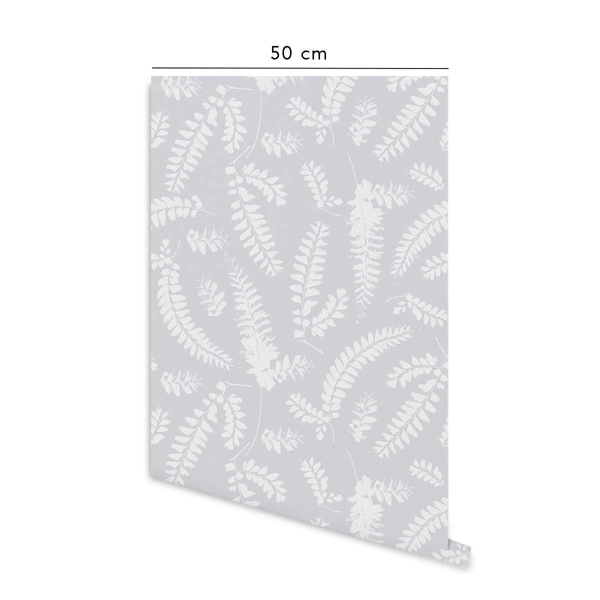 Carta da parati adesiva Foliage in vinile grigio cenere- 1 rotolo 50x300 cm-Decochic