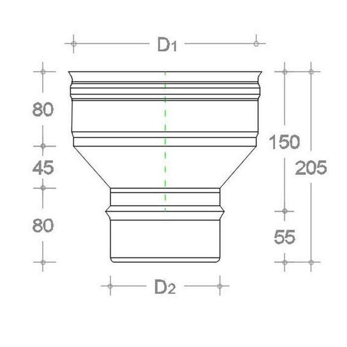 Aumento inox 6 decimi aisi 304 da m 100 a f variabile, diametro 130mm