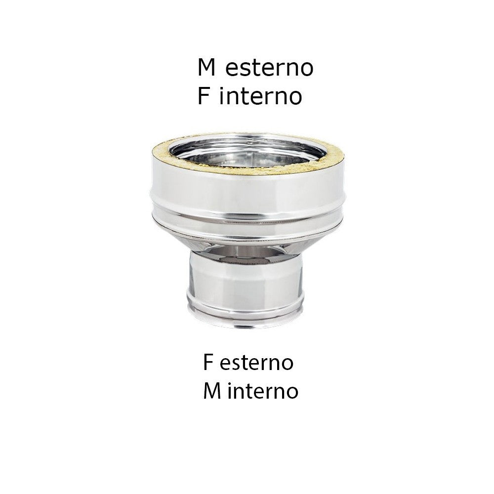 Aumento inox doppia parete da di 130 - de 180 mm a di 200 - de 250 mm