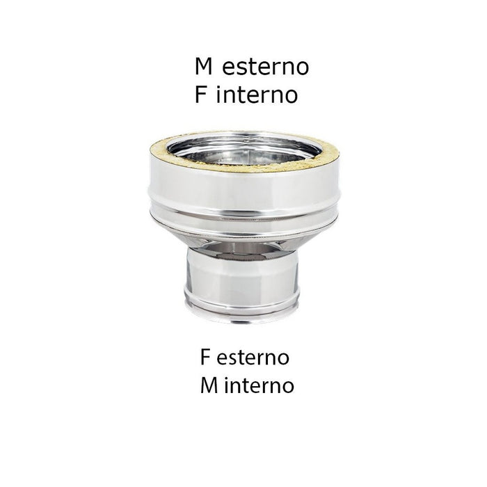 Aumento inox doppia parete da di 180 - de 230 mm a di 250 - de 300 mm