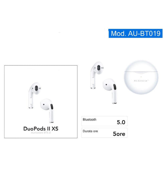 Auricolare Bluetooth Bt5.0 Cuffie Duopods Ii Xs Cordless Per Smartphone Au-bt019         