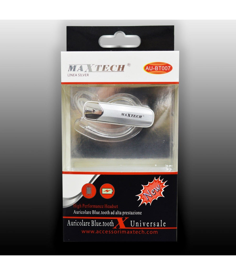 Auricolare Bluetooth Universale Cuffia Maxtech Au-bt007 Per Smartphone Cellulare         