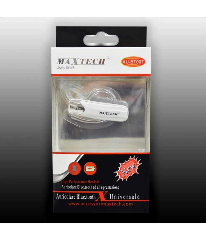 Auricolare Bluetooth Universale Cuffia Maxtech Au-bt007 Per Smartphone Cellulare         