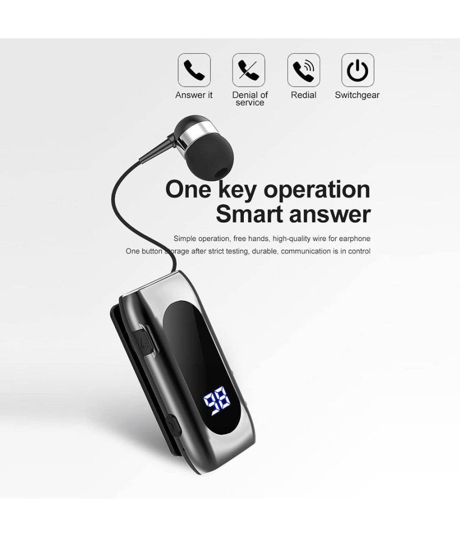 Auricolare In-ear Wireless Bt5.2 Retrattile Vivavoce Clip Stereo Con Microfono K55         