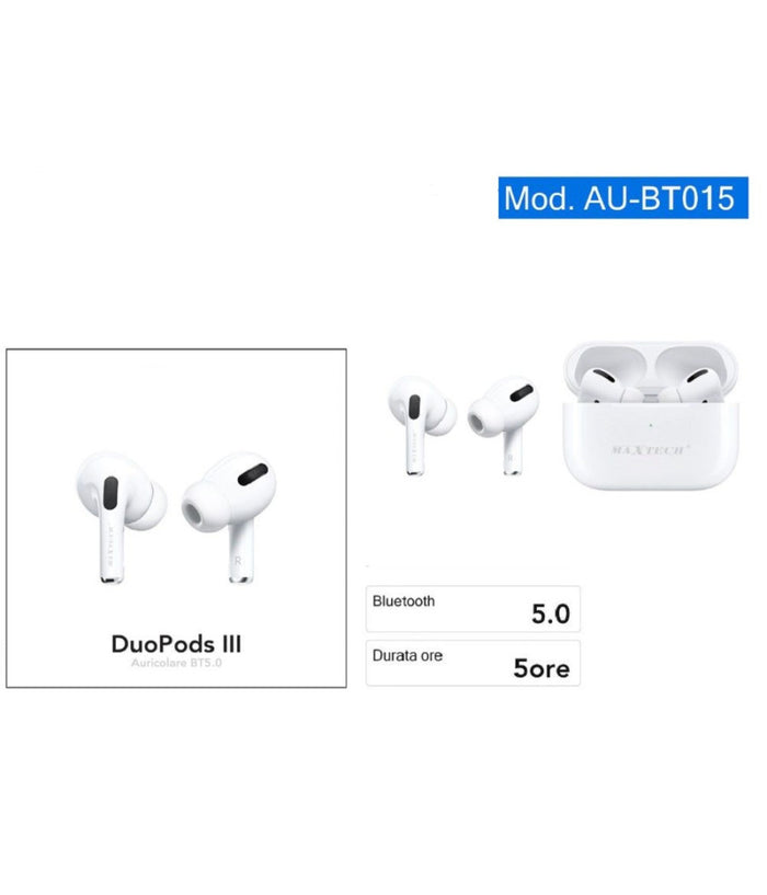 Auricolari Bluetooth Cuffie Duo Pods Iii Bt5.0 Senza Fili Smartphone Au-bt015         