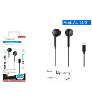 Auricolari Cuffie Con Connettore Lightning Per Iphone Ipad Ipod Maxtech Au-ln01         