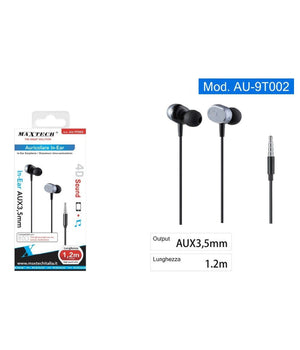 Auricolari Cuffie In-ear Aux 3,5mm Per Smartphone Filo 1,2 Mt Suono 4d Au-9t002         