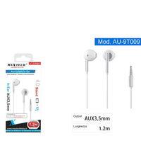 Auricolari Cuffie In-ear Filo 1,2 Metri Connettore Aux 3,5mm Smartphone Au-9t009         