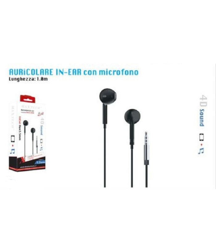 Auricolari Cuffie Orecchio Per Smartphone Microfono Da Viaggio Portatili Maxtech Au-2t003         