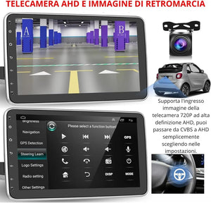 Autoradio Android 1 Din, Radio Carplay Wireless con schermo touch da 10,1 Pollici