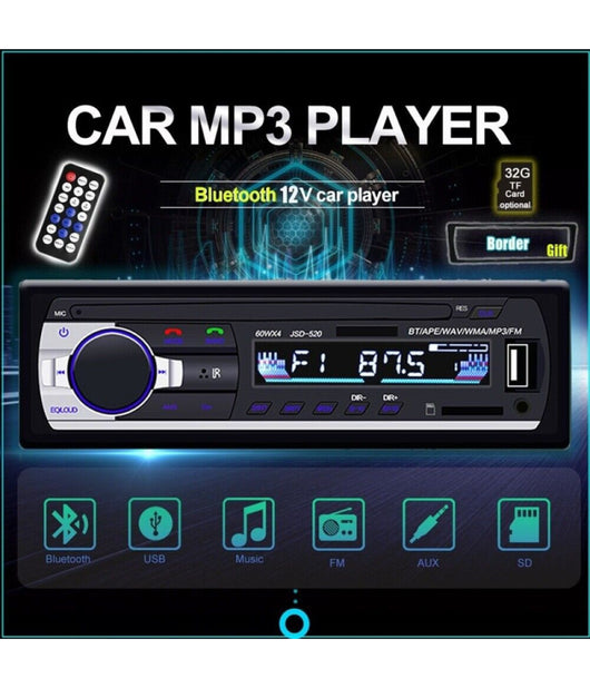 Autoradio Lettore Mp3 Ca001b Sistema Audio Auto Universale 1 Din Bluetooth Aux         