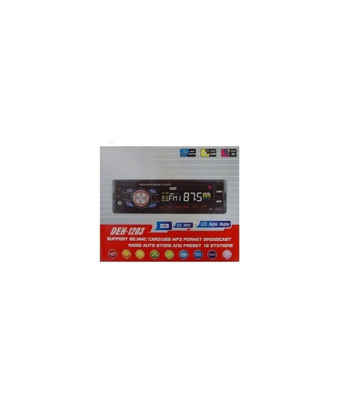 Autoradio Stereo Per Auto Lettore Mp3 Usb Sd Aux Con Frontalino Estraibile 1203         