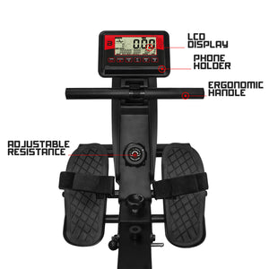 AVION 8000 - Vogatore a resistenza magnetica con volano da 8 kg. 8 livelli di resistenza, display lcd, sensori di movimento, supporto per tablet